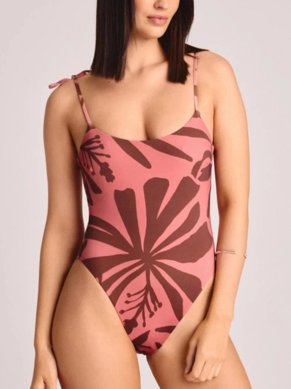 Vitamin A Pink and Brown Floral One-Piece Swimsuit